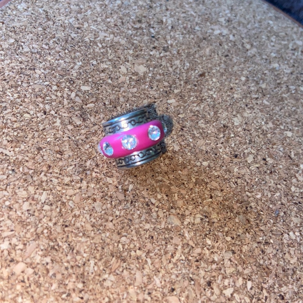 Brighton Charm Spacer for Charm Bracelet Silver with Crystal & Pink Enamal